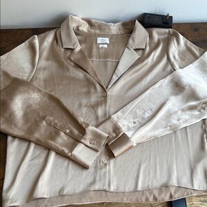 Champagne Satin Wilfred Aritzia Shirt